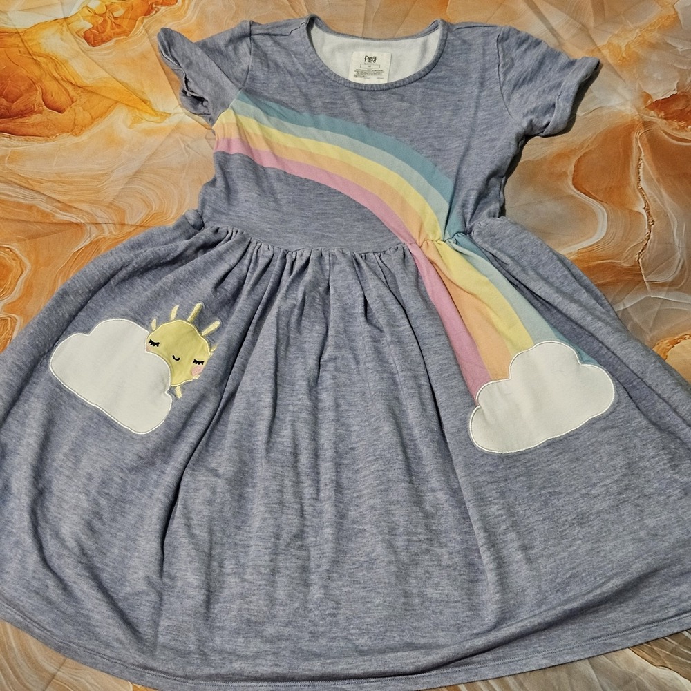 Little Sleepies Rainbow Sunshine Twirl Dress Girls Size 10 Pockets